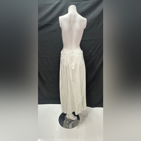 Anna Cate Size S White and Light Mint Green Long Zip Skirt Striped - Picture 3 of 9